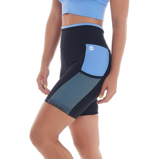 Bermuda Cross Azul Celeste Com Bolso Snd Fitness