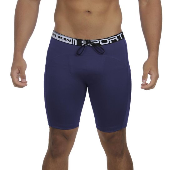 Bermuda de Compressão Ciclico Fit Masculino - Marinho Menor preço em Bermuda de Compressão Ciclico Fit Masculino - Marinho