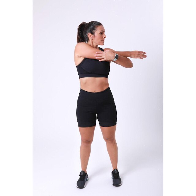 Bermuda de Compressão Feminina Corrida com bolsos Poliamida Preta Run