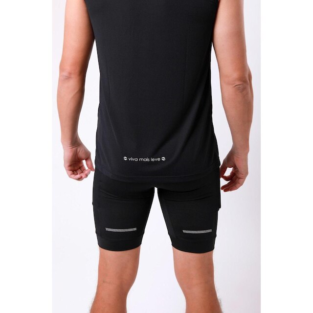 Bermuda de Compressão Masculina Corrida com bolsos Poliamida Preta Run