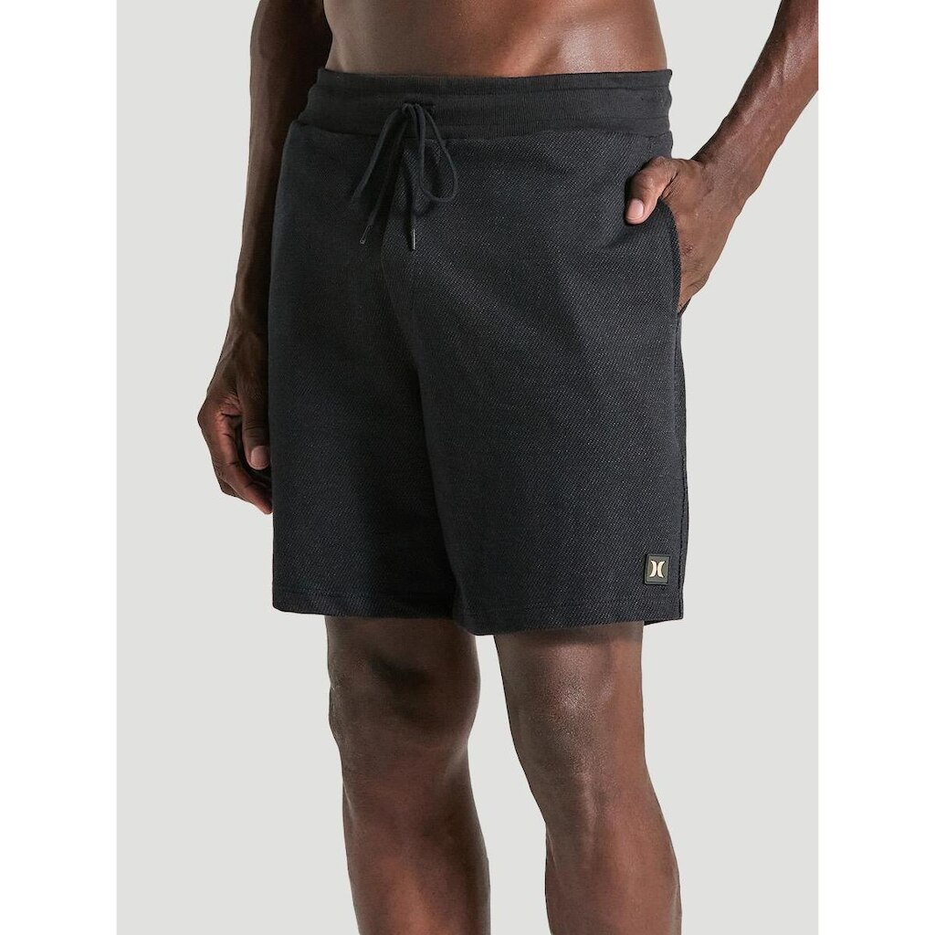 Bermuda De Moletom Hurley Diagonal Original Preto Com Bolsos