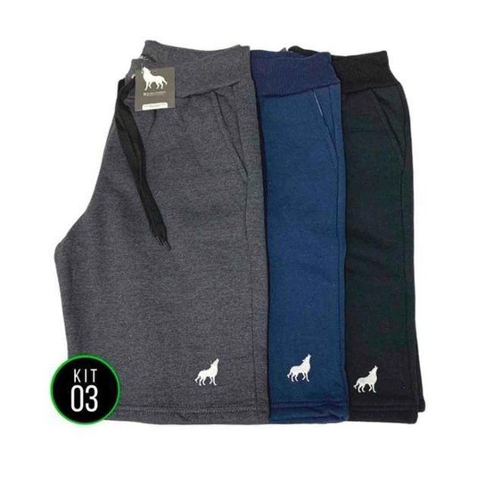 Bermuda de moletom masculina com bolso Kit 3 unidades vira lata wear - Sortido é ruim? Bermuda de moletom masculina com bolso Kit 3 unidades vira lata wear - Sortido é boa?