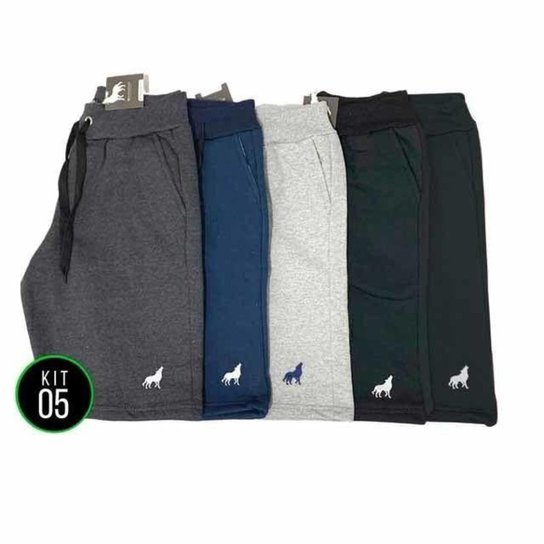 Bermuda de moletom masculina com bolso Kit 5 unidades vira lata wear - Sortido Menor preço em Bermuda de moletom masculina com bolso Kit 5 unidades vira lata wear - Sortido
