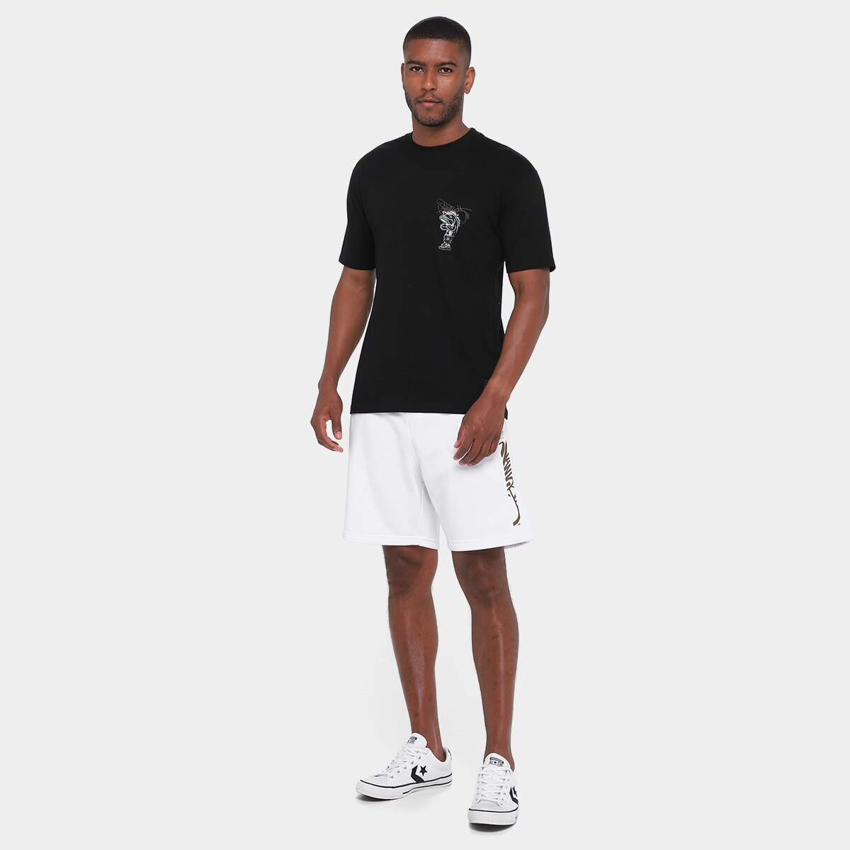 Bermuda de Moletom Santos Futebol Arte Masculina - 3