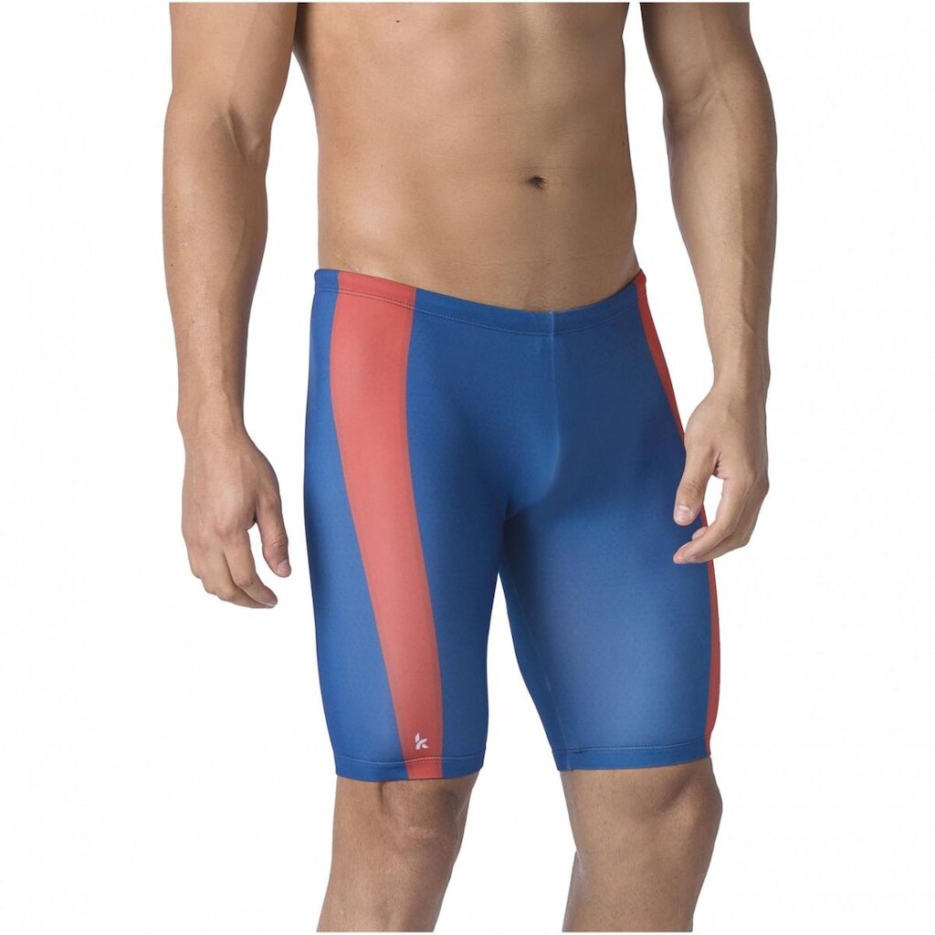 BERMUDA DE NATAÇÃO ELITE AZUL E MARSALA COM PROTEÇÃO UV 50+ KAUNA