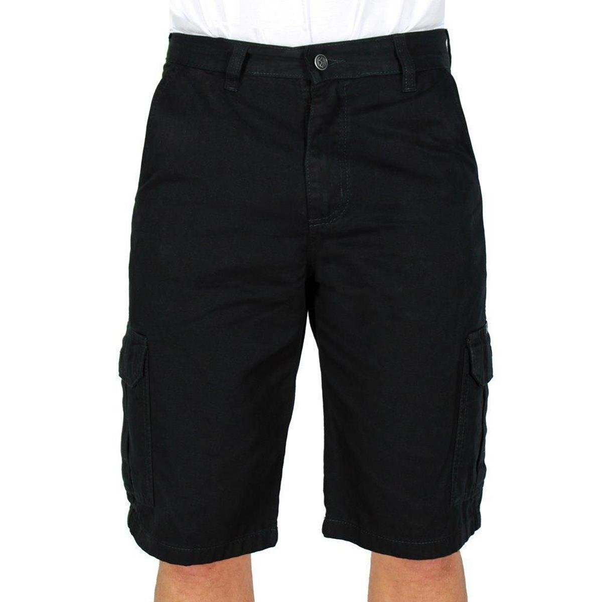 Bermuda De Sarja R7Jeans Masculina Modelo Cargo 100% Algodão Preta Menor preço em Bermuda De Sarja R7Jeans Masculina Modelo Cargo 100% Algodão Preta