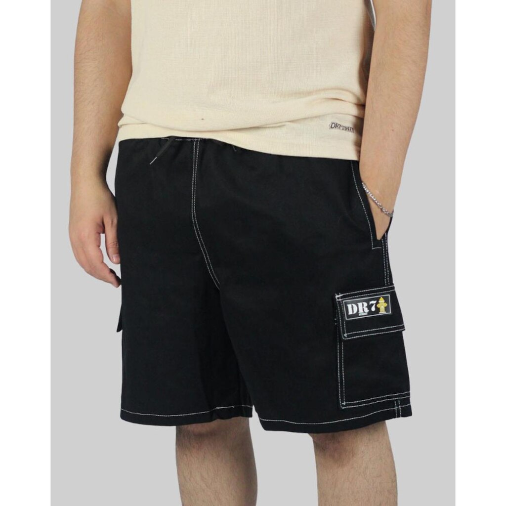 Bermuda DR7 Street Cargo White Line Logo Hidrante - Preto