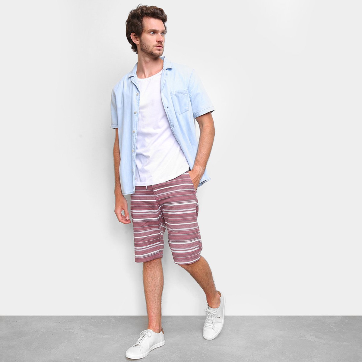 Bermuda Ecxo Listrada Masculina - 3