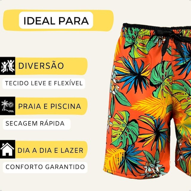 Bermuda Elastano Infantil Estampada Short Mauricinho Praia