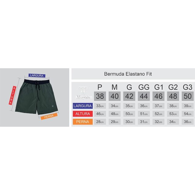 Bermuda em Tactel com Elastano Masculino Marphim Três Bolsos