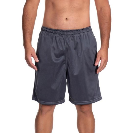 Bermuda Esportiva Masculina Lisa em Poliéster Fitness - Grafite Menor preço em Bermuda Esportiva Masculina Lisa em Poliéster Fitness - Grafite