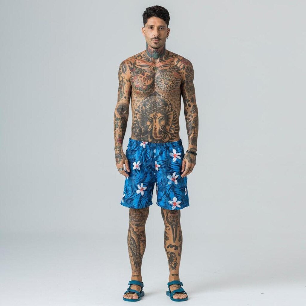 Bermuda Estampada Rock e Soda Masculina Elástico Praia Verão