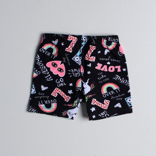 Bermuda Fakini Cotton Infantil Feminina - Preto Menor preço em Bermuda Fakini Cotton Infantil Feminina - Preto