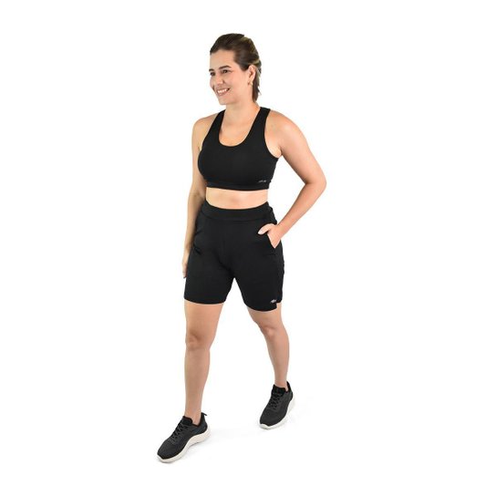 Bermuda Feminina Activitta Esportiva Treino Poliamida Preta (PRETO GG)