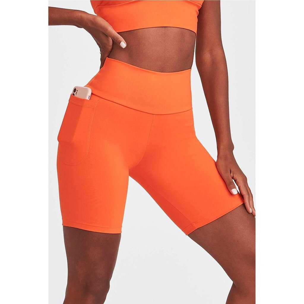 Bermuda Feminina Caju Brasil Fitness NZ Básica Laranja