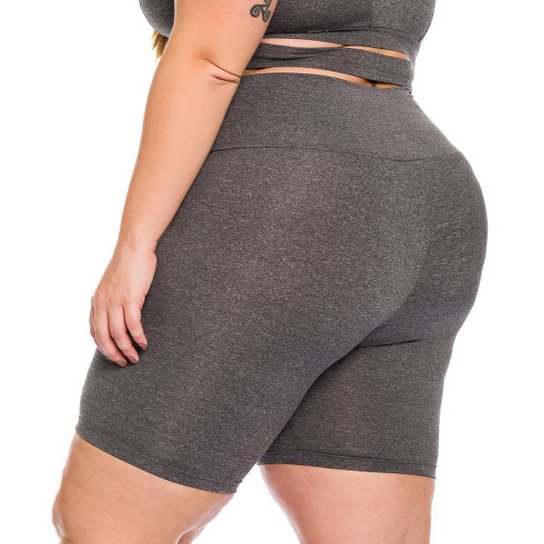 Bermuda Feminina Cintura Alta Energy Mescla Massam Fitness
