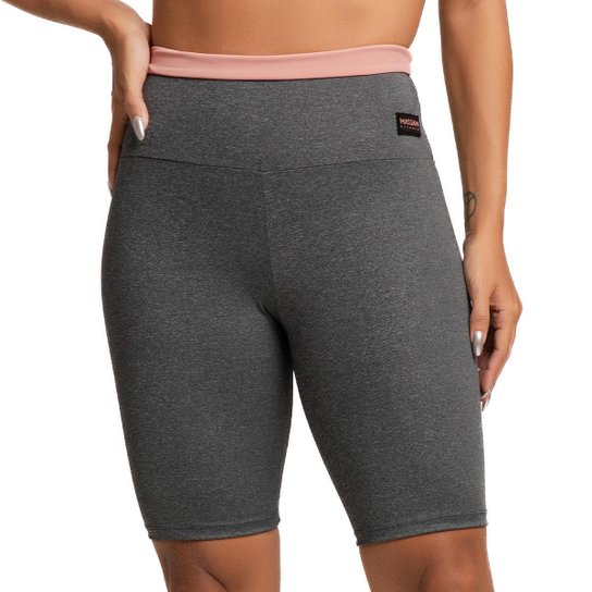 Bermuda Feminina Cintura Alta Simple Mescla Massam Fitness