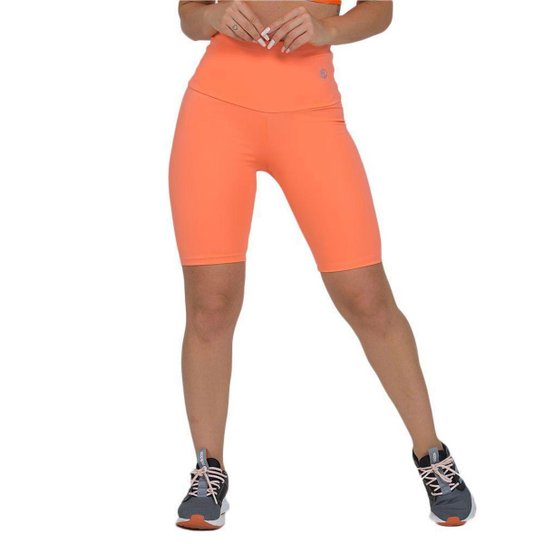 Bermuda Feminina Fitness Suplex Cós Alto Laranja Menor preço em Bermuda Feminina Fitness Suplex Cós Alto Laranja