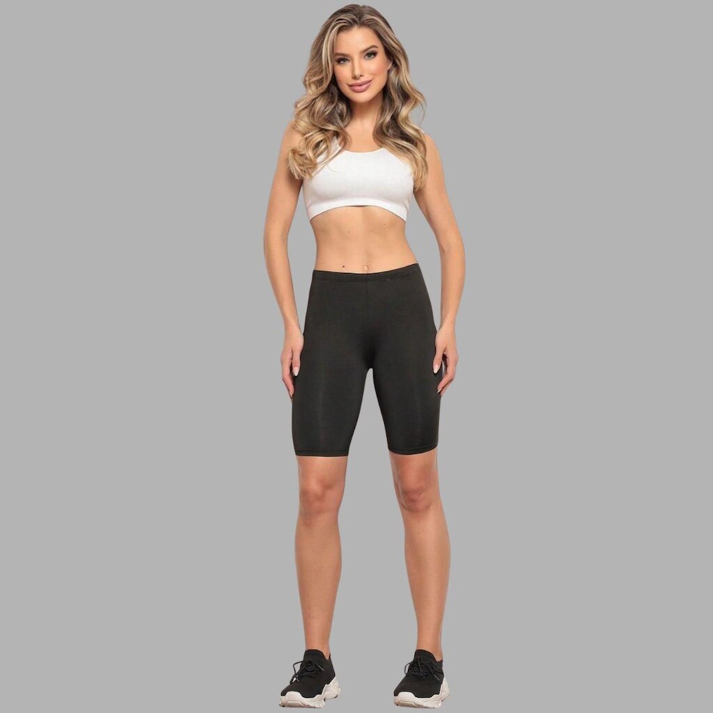 Bermuda Feminina Térmica Preto Proteção UV Segunda Pele