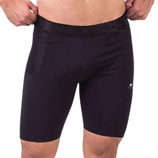 Bermuda Fila High Emana II Masculina - Preto+Prata Menor preço em Bermuda Fila High Emana II Masculina - Preto+Prata