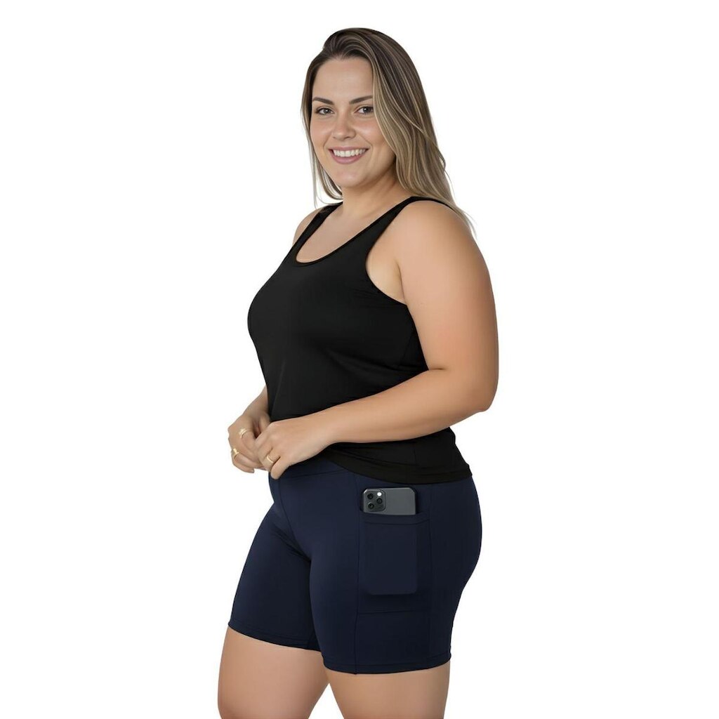 Bermuda Fitness Com Bolsos Laterais Plus Size