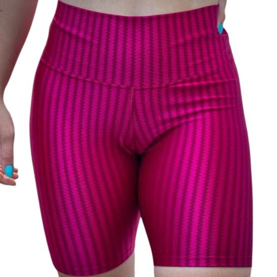 Bermuda Fitness Vekyo New Zig Ciclista Cós Alto Roupa de Academia Feminina - Rosa Menor preço em Bermuda Fitness Vekyo New Zig Ciclista Cós Alto Roupa de Academia Feminina - Rosa