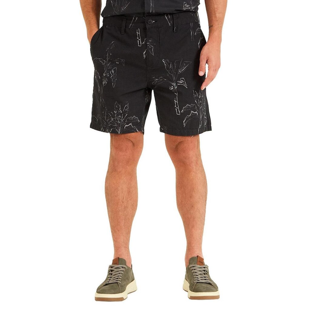 Bermuda Forum Masculina Sarja Dom Estampada Preta