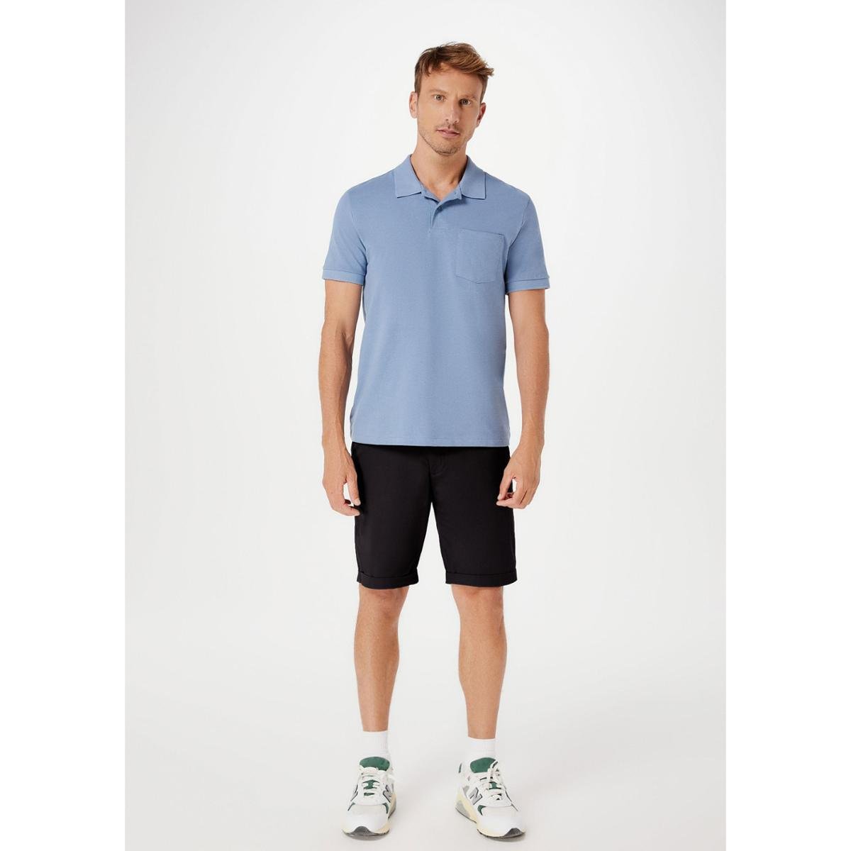 Bermuda Hering Básica Em Sarja Com Elastano Masculina