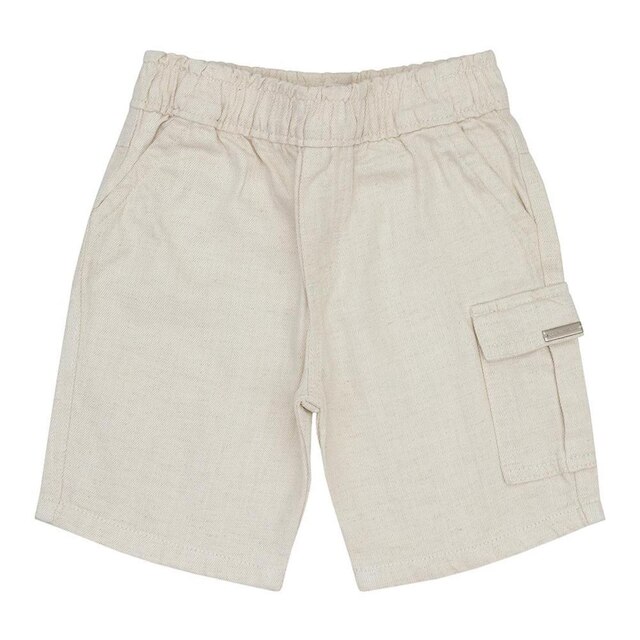 Bermuda Infantil Look Jeans Cargo Linho Bege - 02 - UNICA