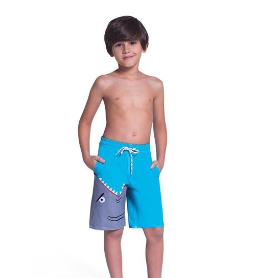 Bermuda Infantil Lupo Praia Estampada Beachwear Masculino - Azul Menor preço em Bermuda Infantil Lupo Praia Estampada Beachwear Masculino - Azul