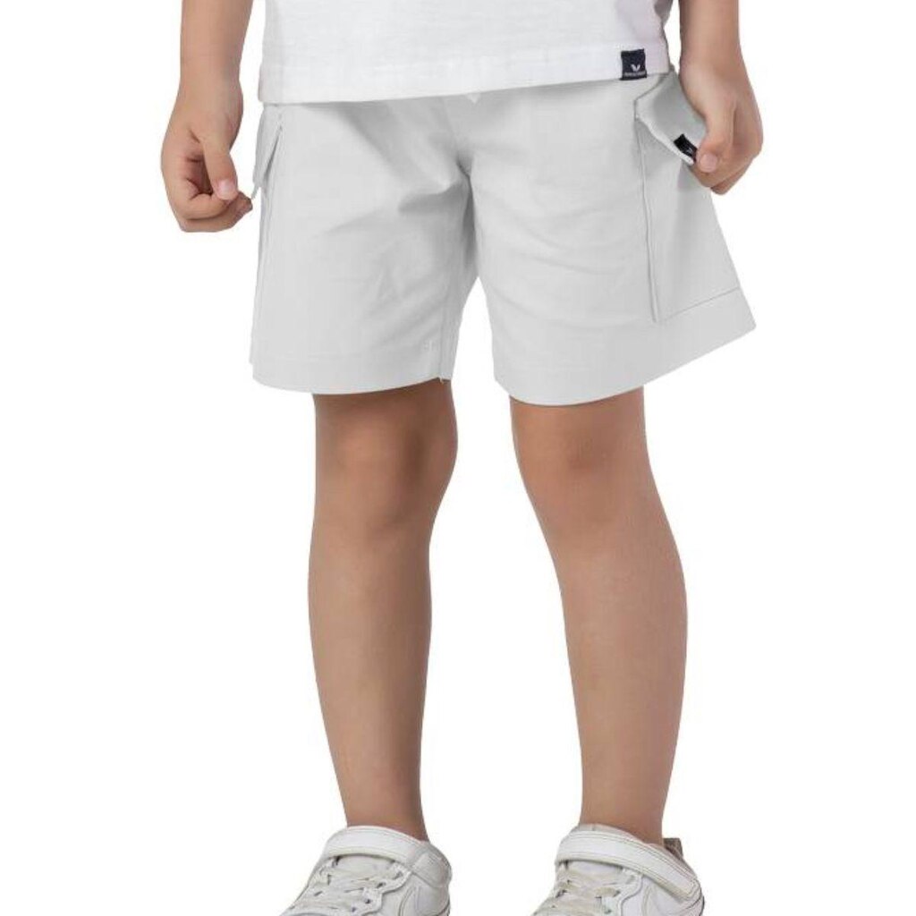 Bermuda Infantil Menino Bolso Cargo Sarja Lisa Branca