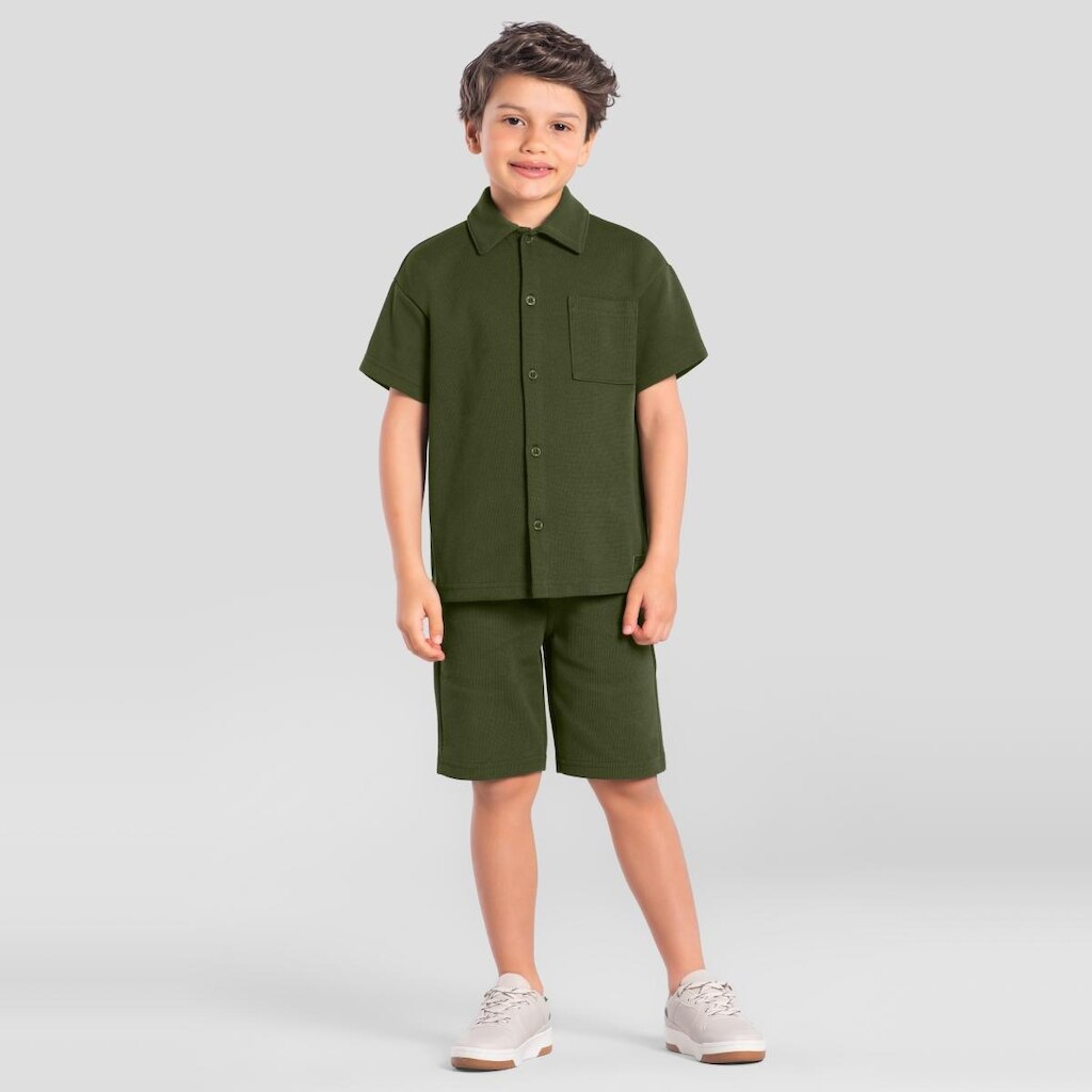 Bermuda infantil menino em moletinho tricot Mundi
