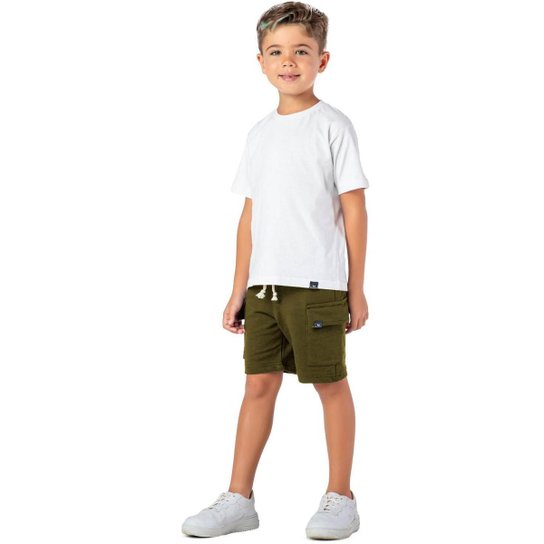 Bermuda Infantil Menino Moletinho Cargo Lisa