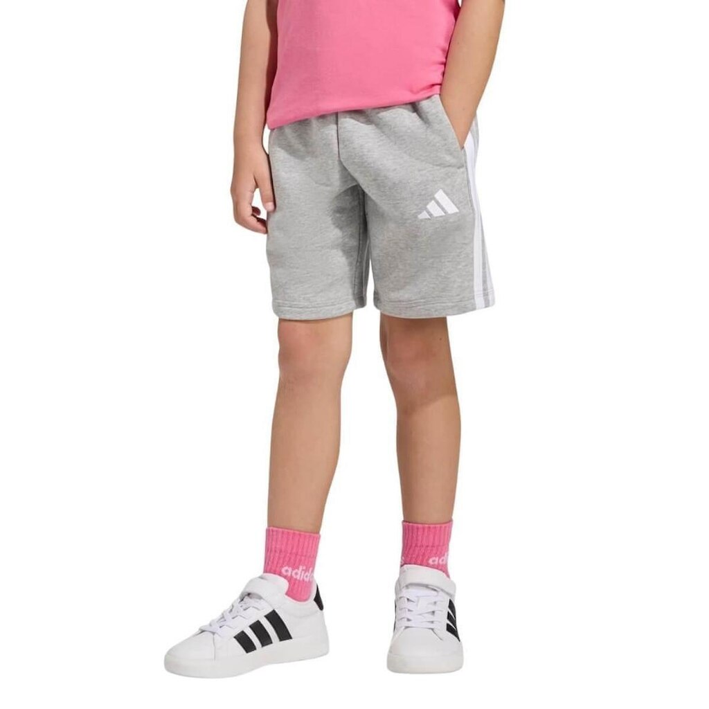 Bermuda Infantil Menino Moletom Adidas Kc6146 3 Stripes