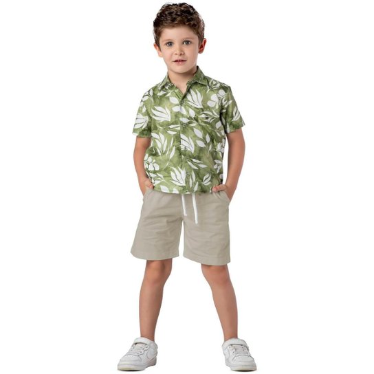 Bermuda Infantil Menino Sarja Basic Casual