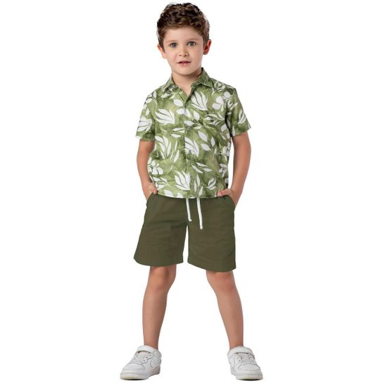Bermuda Infantil Menino Sarja Verão Militar Basic Casual