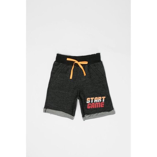 Bermuda Infantil Moletom Preto - Preto