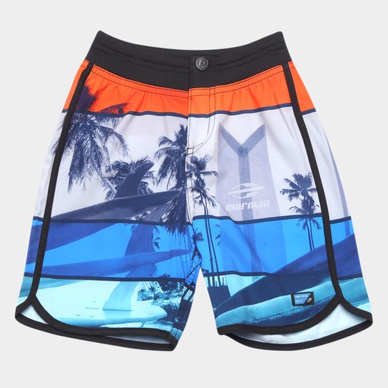 Bermuda Infantil Mormaii Estampada Masculina - Laranja Claro Menor preço em Bermuda Infantil Mormaii Estampada Masculina - Laranja Claro