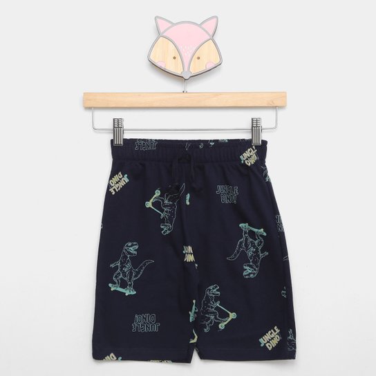 Bermuda Infantil Rovitex Dino Menino - Marinho Menor preço em Bermuda Infantil Rovitex Dino Menino - Marinho