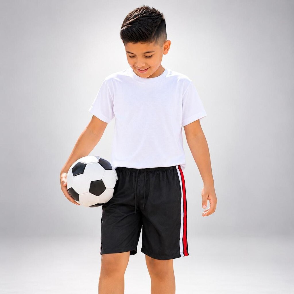 Bermuda Infantil Tecido Tactel Leve Uniforme Escola Praia Dia a dia
