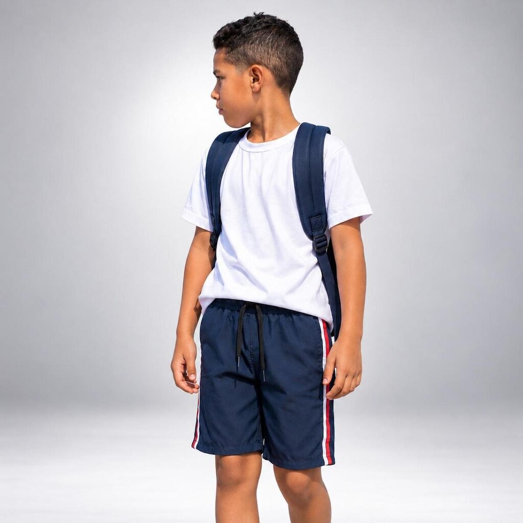Bermuda Infantil Tecido Tactel Leve Uniforme Escola Praia Dia a dia