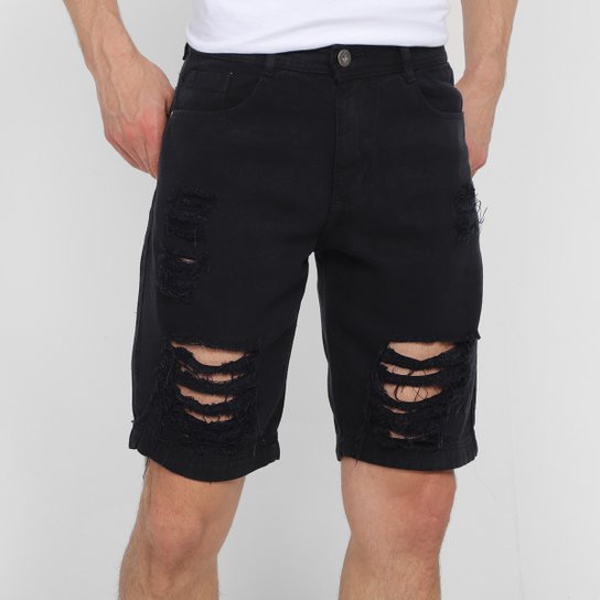 Bermuda Jeans Black River Premium Destroyed Masculina - Preto é ruim? Bermuda Jeans Black River Premium Destroyed Masculina - Preto é boa?