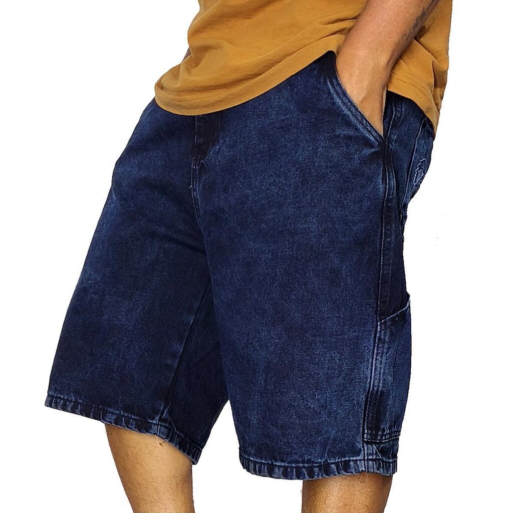 Bermuda Jeans Carpinteiro Trip Side Bordado Azul Dark B053