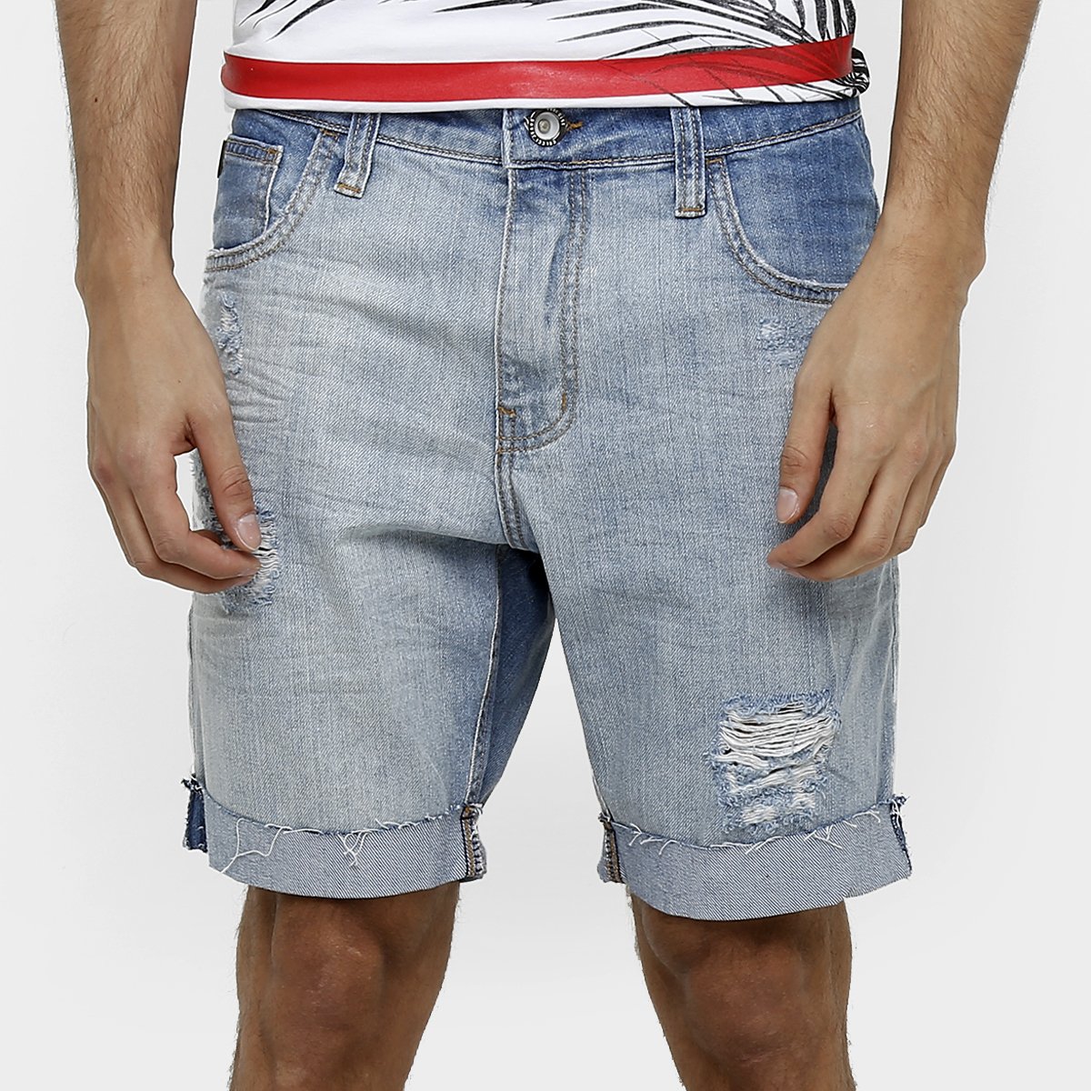 Bermuda Jeans Colcci Lavada Rasgada Masculina Netshoes