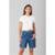 Bermuda Jeans com Assimetria Frontal - Azul