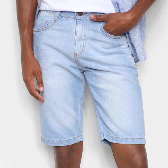 Bermuda Jeans Ecxo Básica Masculina - Azul Claro Menor preço em Bermuda Jeans Ecxo Básica Masculina - Azul Claro