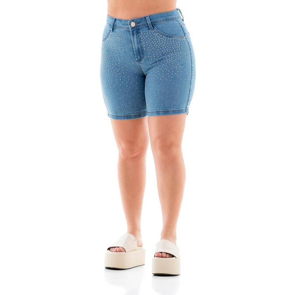 Bermuda Jeans Feminina Arauto Meia Coxa Slim