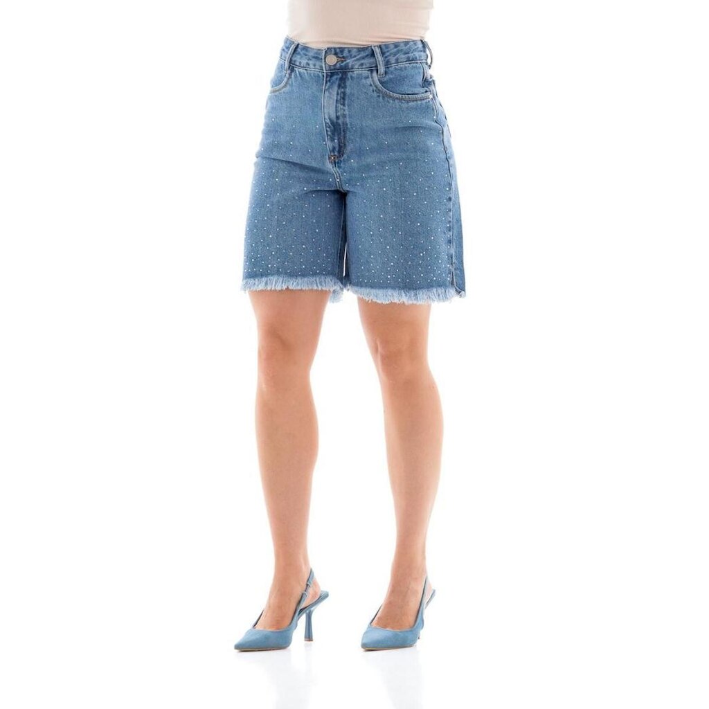 Bermuda Jeans Feminina Arauto Mom Less Water