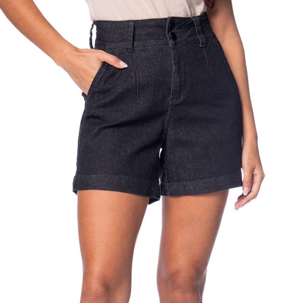 Bermuda Jeans Feminina Bless Denim Preto