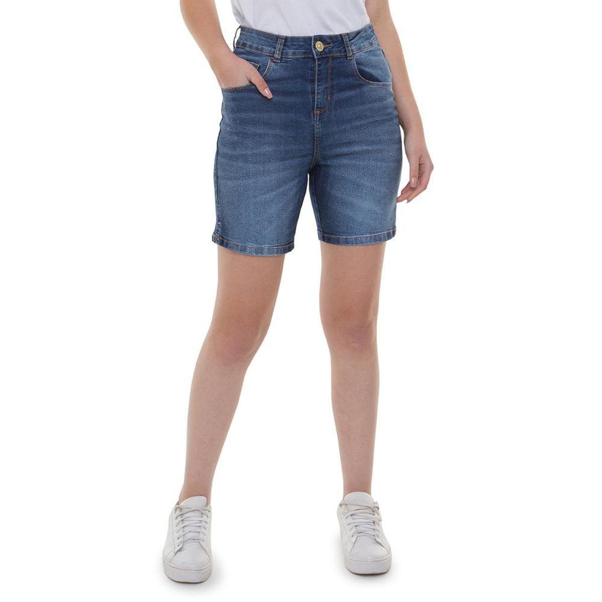Menor preço em Bermuda Jeans Feminina Meia Coxa Básica Clara